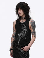 Thorn Cross Studded Graphic Tank Vest 4