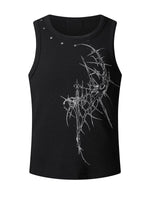 Thorn Cross Studded Graphic Tank Vest 5