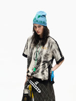 Tie-Dye Faux Layered Badge Print T-Shirt 2