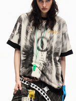 Tie-Dye Faux Layered Badge Print T-Shirt 3