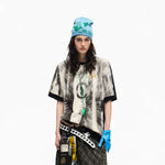 6048302897006,6048302897007,6048302897008, Tie-Dye Faux Layered Badge Print T-Shirt