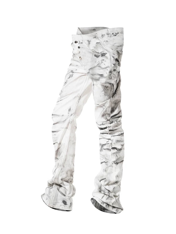 Tie-Dye Pleated Stacked Slim Fit Pants 5