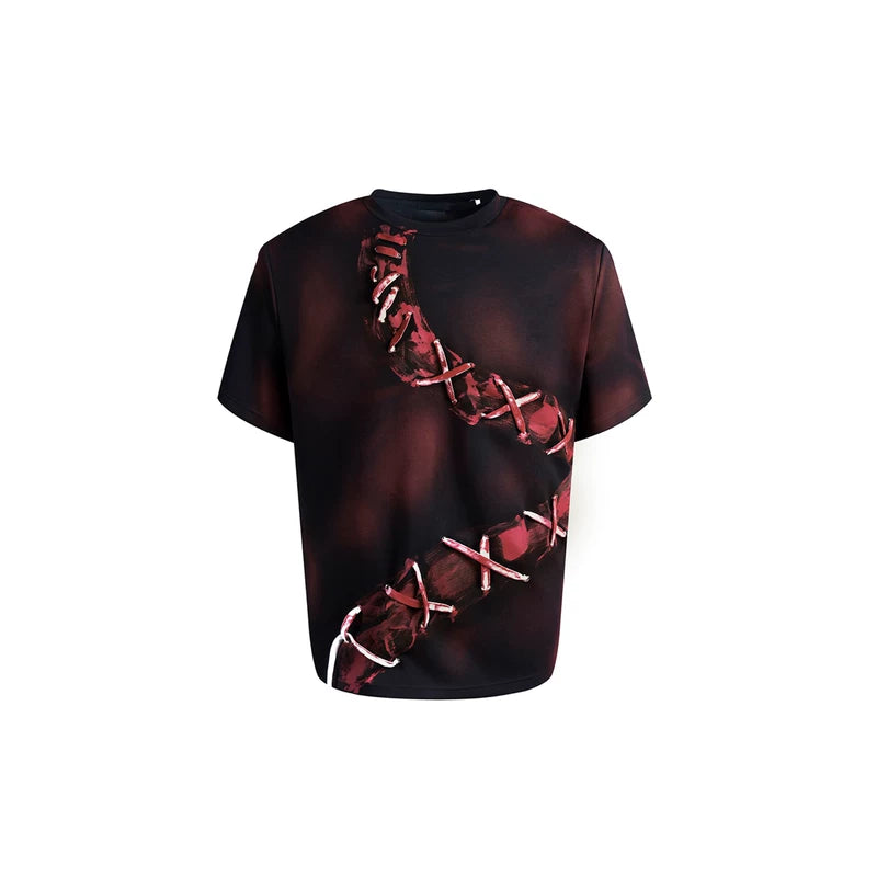 5652640163652,5652640163653,5652640163654,5652640163655, Tie-Up Graphic Short-Sleeve T-Shirt