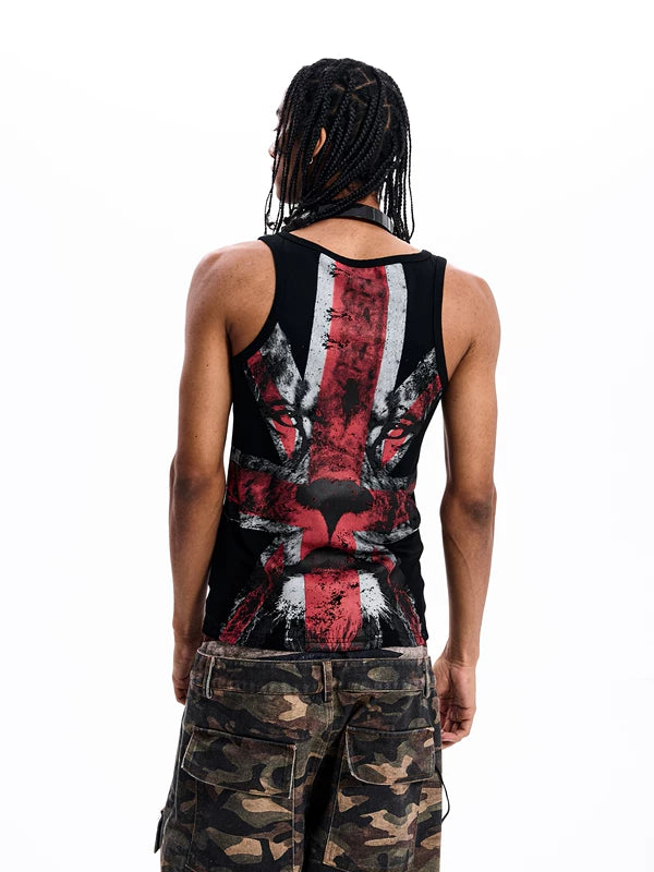 Tiger Print Union Jack Graphic Vest 1