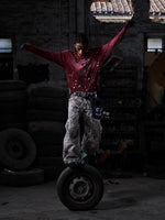Tiger Print Wide-Leg Distressed Jeans Pants 4