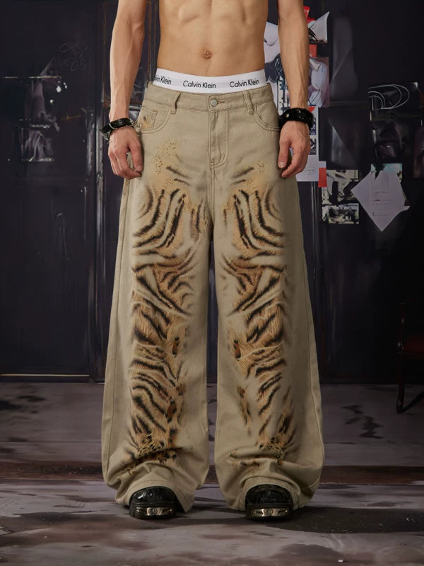 Tiger Stripe Loose Straight Leg Jeans 1