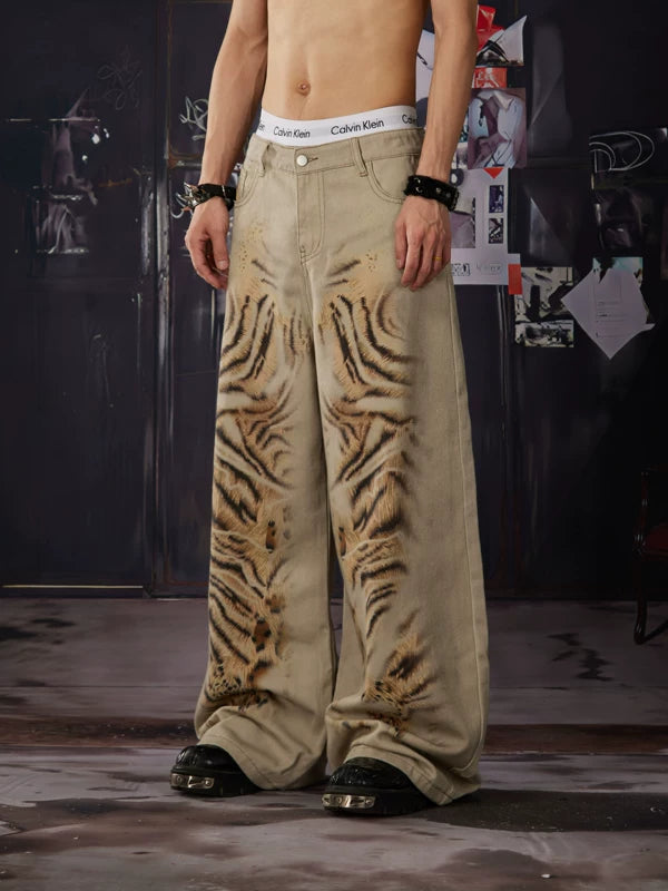 Tiger Stripe Loose Straight Leg Jeans 2