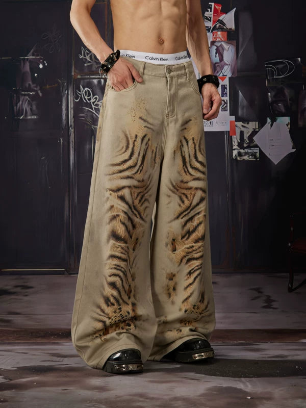 Tiger Stripe Loose Straight Leg Jeans 4