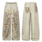 6241844306213,6241844306214,6241844306215,6241844306216, Tiger Stripe Loose Straight Leg Jeans
