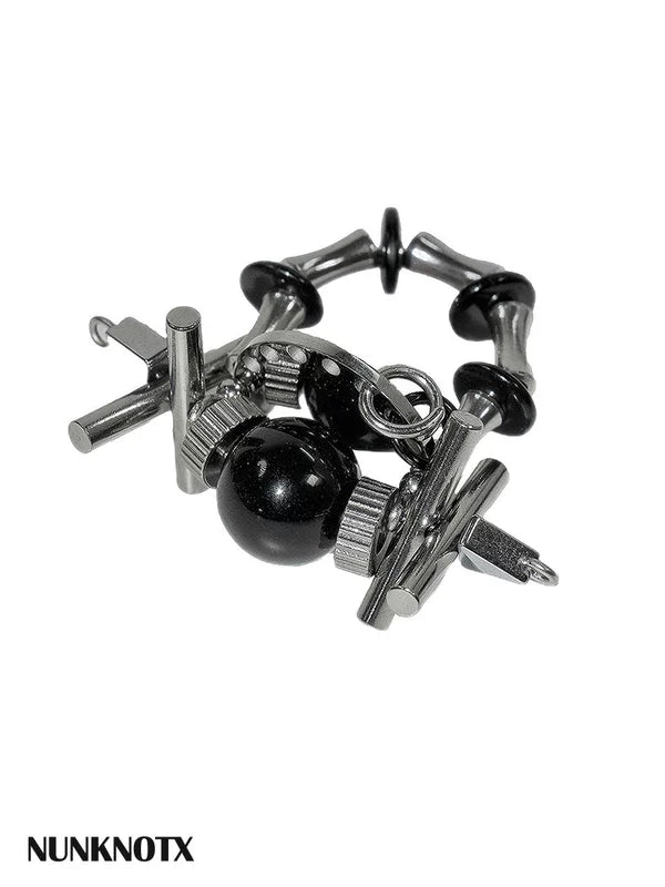 Titanium Steel Beaded Mech Punk Ring 5