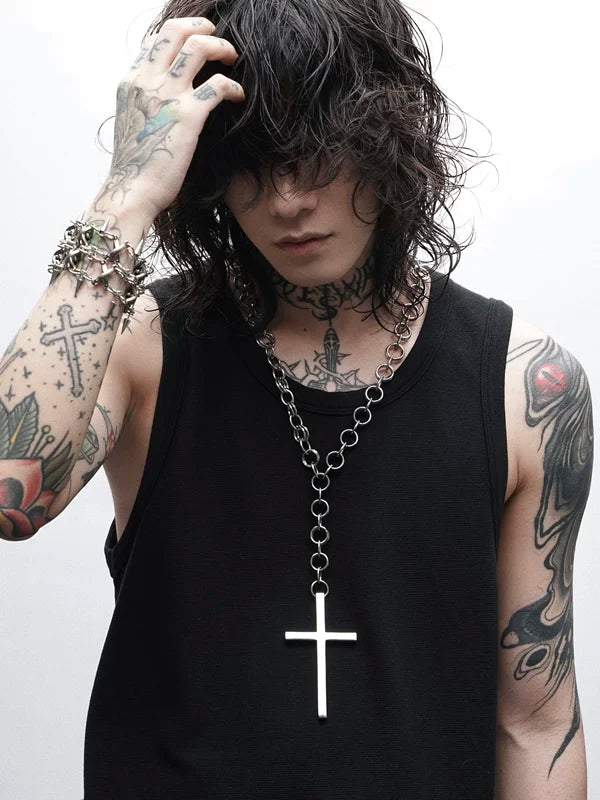,6234008650679, Titanium Steel Cross Necklace