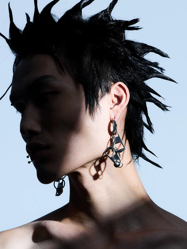 Titanium Steel Tech Zipper Earrings 1