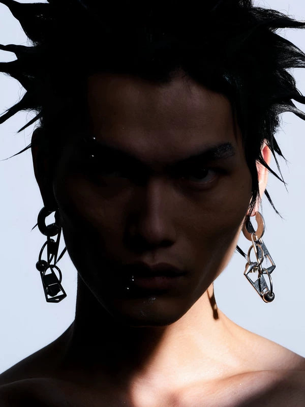 Titanium Steel Tech Zipper Earrings 3