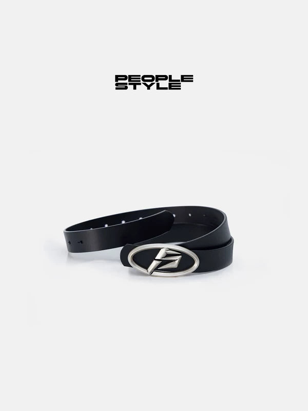 Top Grain Leather Belt with Oval Buckle 1