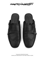 Top-Grain Leather Carved Mule Slippers 5