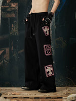 Totem Print Elastic Waist Wide Leg Pants 3
