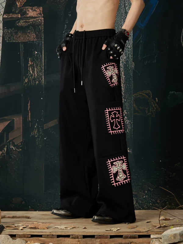 Totem Print Elastic Waist Wide Leg Pants 3