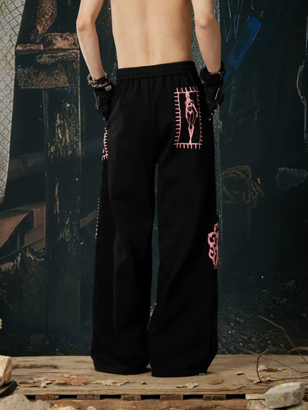 Totem Print Elastic Waist Wide Leg Pants 4