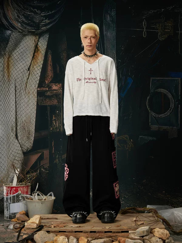 Totem Print Elastic Waist Wide Leg Pants 5