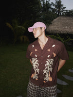 Tropical Print Cuban Collar Short-Sleeve Shirt 1