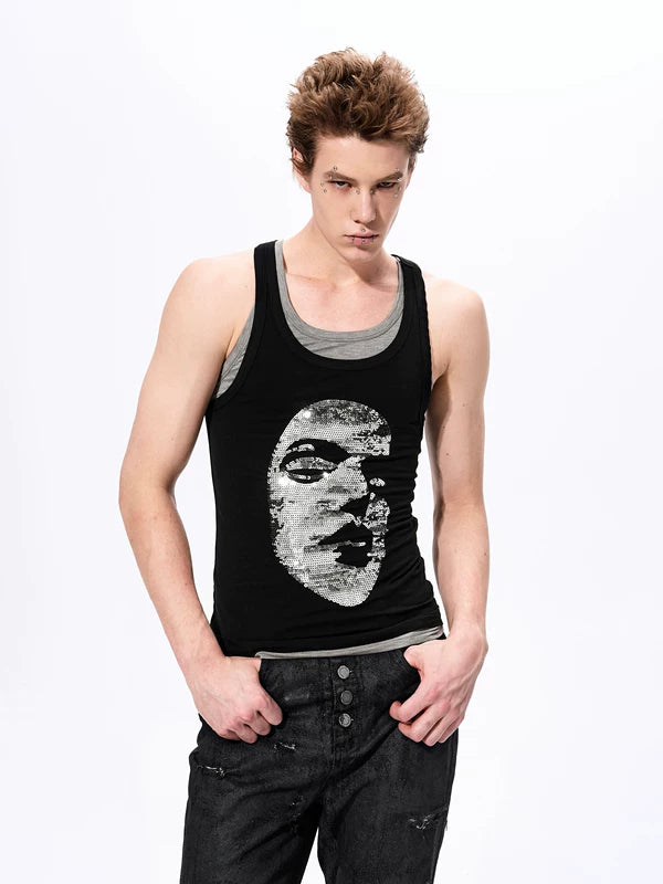 Two-Piece Sequined Face Slim Fit Vest 1