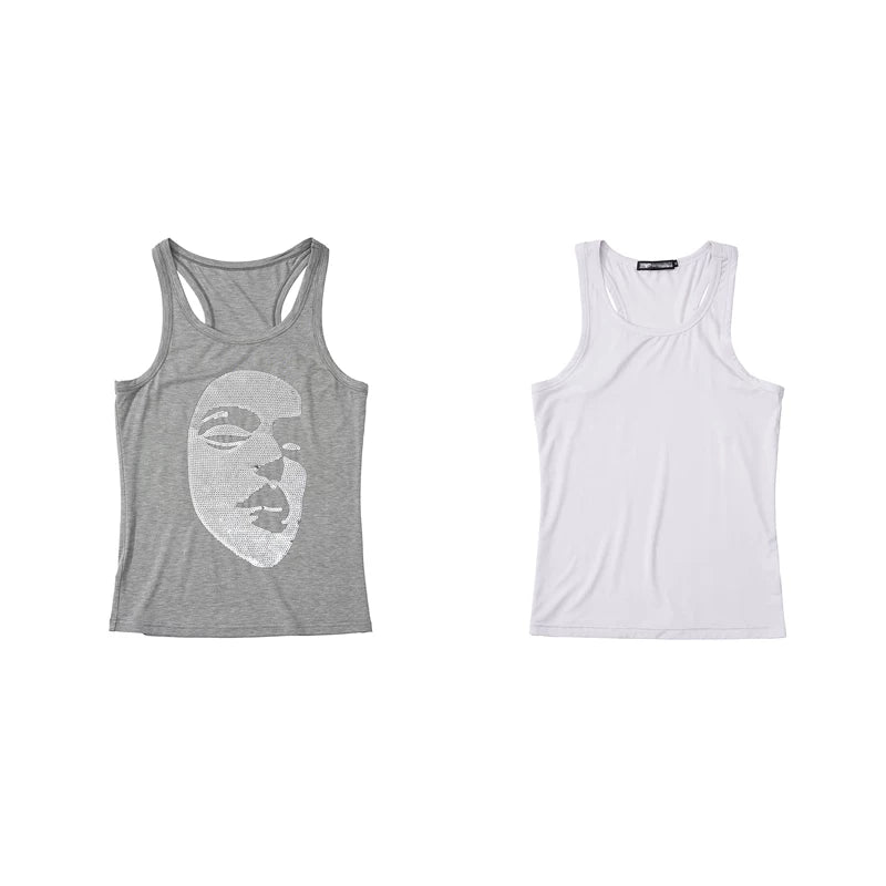 6095407485173,6095407485174,6095407485175,6095407485176, Two-Piece Sequined Face Slim Fit Vest