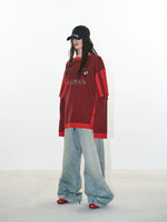 Two-Tone Striped Faux Layered Jersey Shirt 5