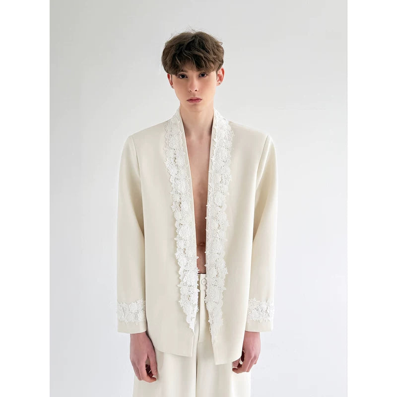 Unbuttoned 3D Embroidered Suit Jacket 2