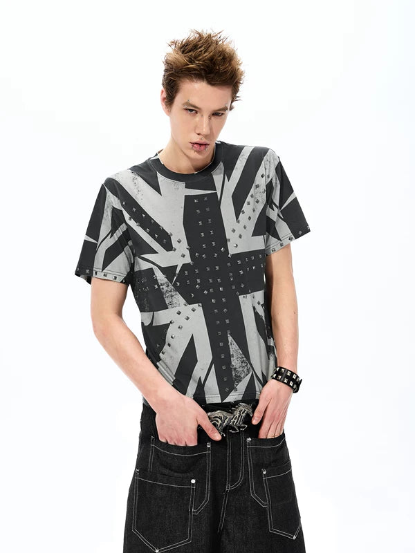 Union Jack Print Rivet T-Shirt 1
