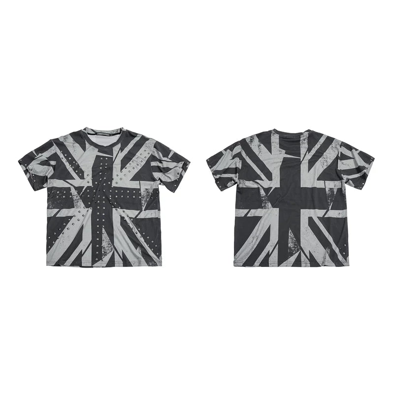 6244595363629,6244595363630,6244595363631,6244595363632, Union Jack Print Rivet T-Shirt