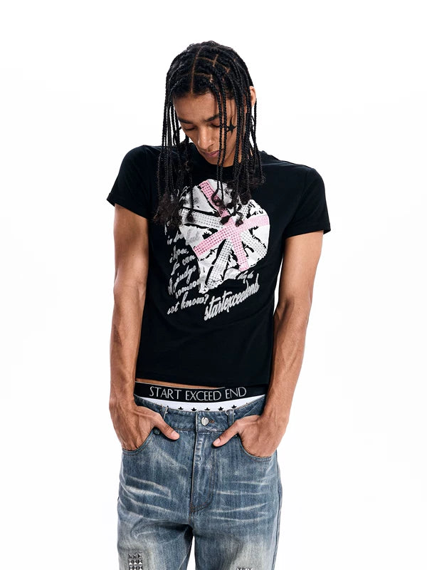 Union Jack Rhinestone Graphic T-Shirt 1