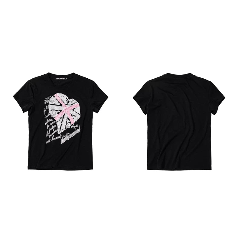 6267358899962,6267358899963,6267358899964,6267358899965, Union Jack Rhinestone Graphic T-Shirt