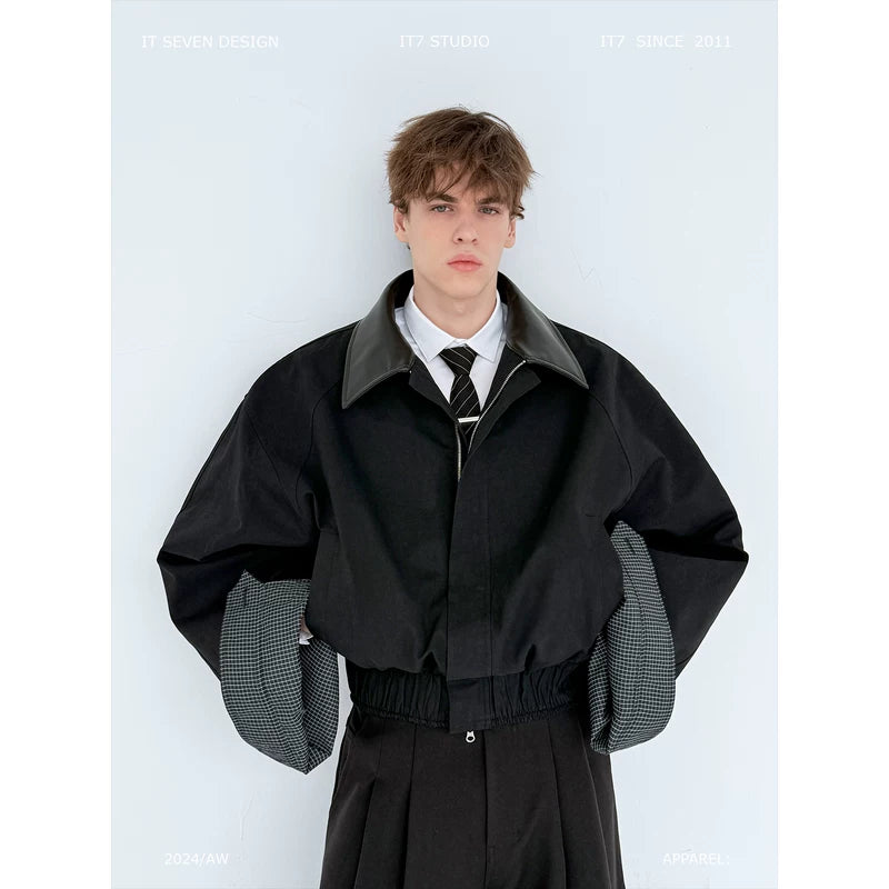 University-Inspired Loose Fit Zip-Up Jacket 1