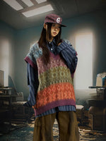 V-Neck Knit Patterned Sleeveless Sweater Vest 2