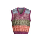 5946880900762,5946880900763,5946880900764,5946880900765, V-Neck Knit Patterned Sleeveless Sweater Vest