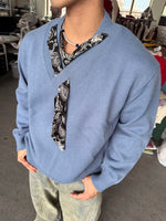 5938767021590,5938767021591,5938767021592, V-Neck Knit Sweater with Scarf Tie