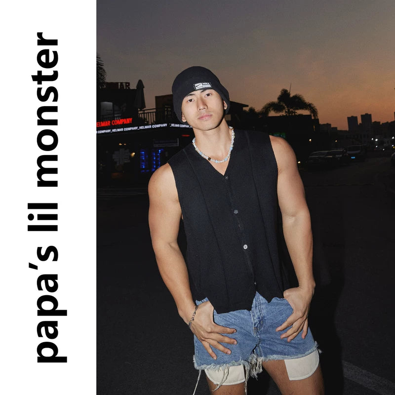 6027133581335,6027133581336,6027133581337, V-Neck Knitted Button-Up Vest