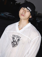 V-Neck Mesh Long-Sleeve Graphic T-Shirt 5