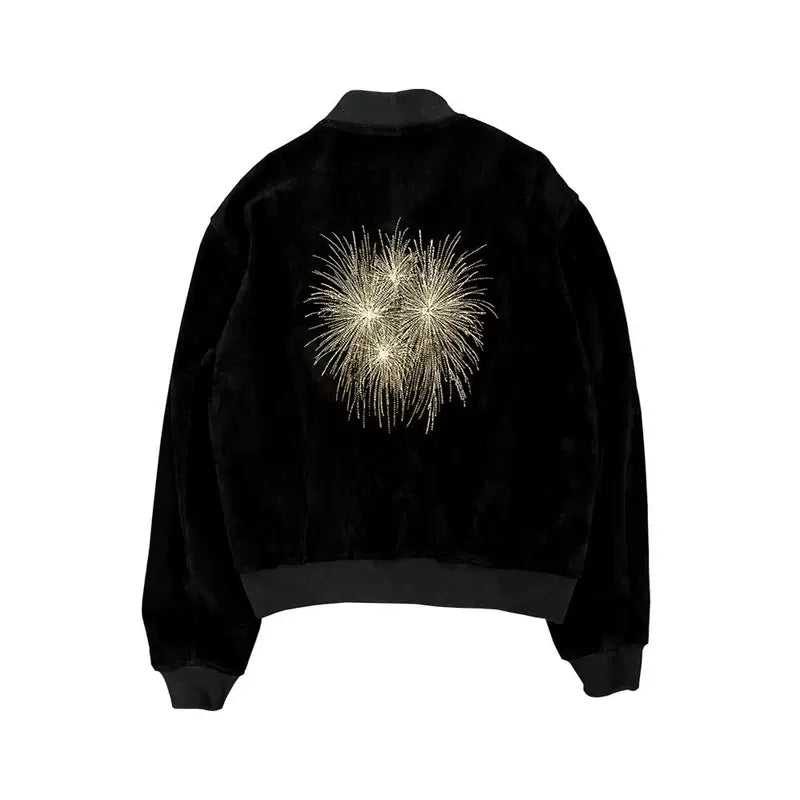 Velvet Bomber Jacket with Firework Embroidery 1