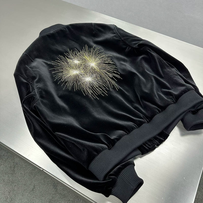 Velvet Bomber Jacket with Firework Embroidery 3