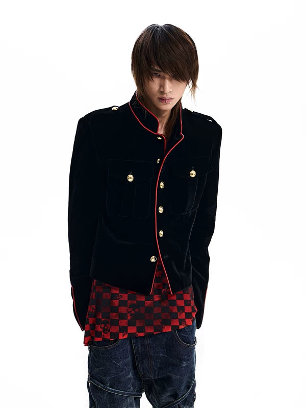 Velvet Napoleon Stand Collar Jacket 1