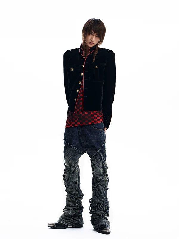 Velvet Napoleon Stand Collar Jacket 3