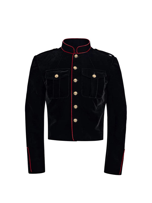 Velvet Napoleon Stand Collar Jacket 5
