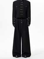 Vertical Striped Button Front Wide Pants 2