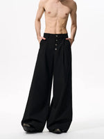 Vertical Striped Button Front Wide Pants 4