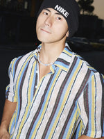 Vertical Striped Knit Short-Sleeve Sweater 5