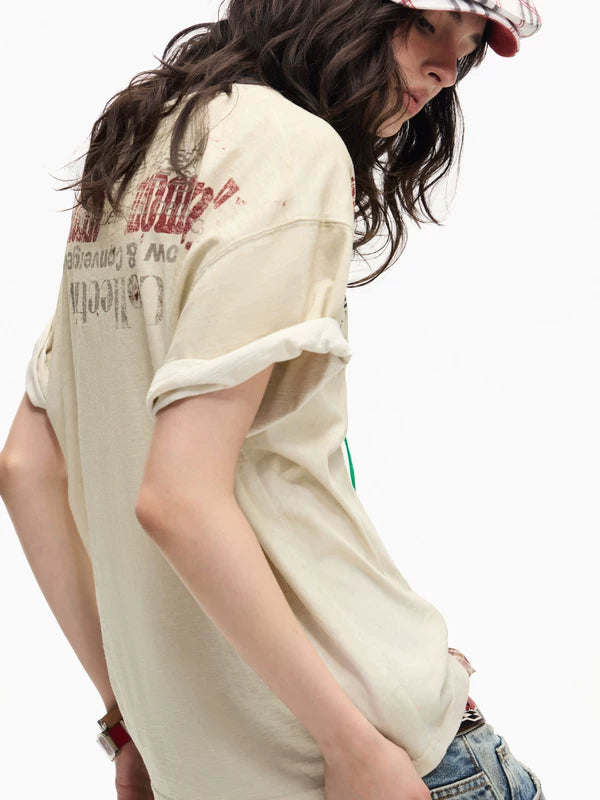 Vintage Distressed Graphic Bamboo Cotton T-Shirt 4