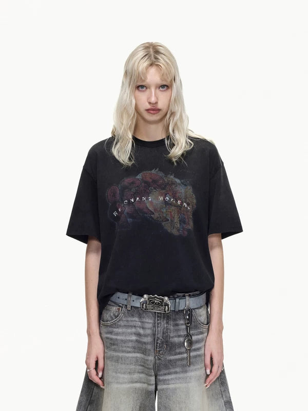 Vintage Distressed Graphic Cotton T-Shirt 1