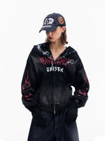 Vintage Distressed Hooded Zip-Up Sweatshirt 4