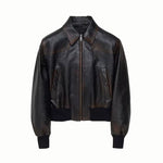 Vintage Distressed Leather Bomber Jacket 1